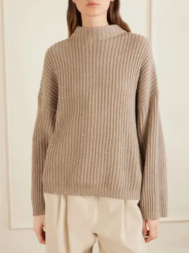 Brunello Cucinelli Sequined Ribbed-knit Sweater | Thumbnail 3 Brunello Cucinelli Sequined Ribbed-knit Sweater | Thumbnail 3