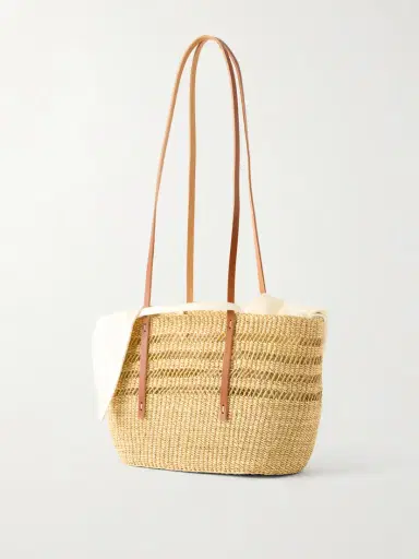 MUUÑ Bicro M Leather-trimmed Woven Straw Tote | Thumbnail 4 MUUÑ Bicro M Leather-trimmed Woven Straw Tote | Thumbnail 4