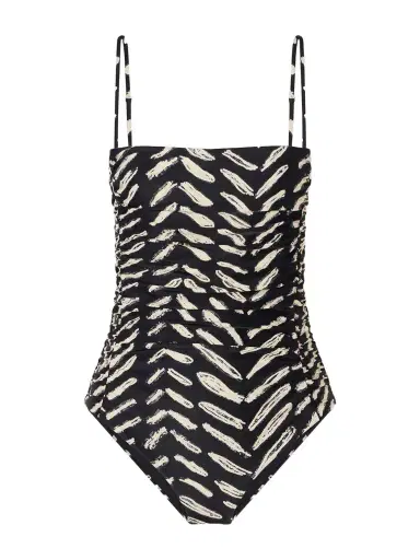 Johanna Ortiz Whispering Tides Ruched Printed Recycled Stretch-jersey One-piece | Thumbnail 1 Johanna Ortiz Whispering Tides Ruched Printed Recycled Stretch-jersey One-piece | Thumbnail 1