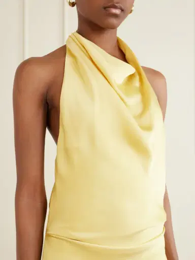 Simkhai Reannon Draped Satin Halterneck Gown | Thumbnail 4 Simkhai Reannon Draped Satin Halterneck Gown | Thumbnail 4