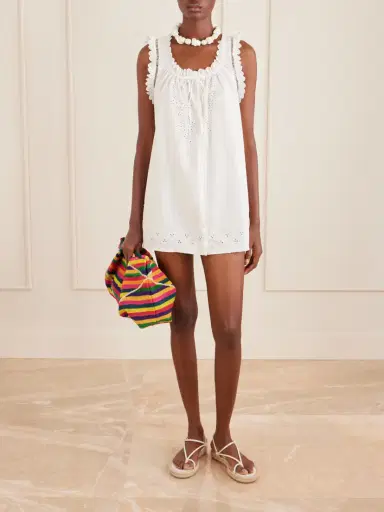 DÔEN Nessie Broderie Anglaise Organic Cotton Mini Dress | Thumbnail 2 DÔEN Nessie Broderie Anglaise Organic Cotton Mini Dress | Thumbnail 2