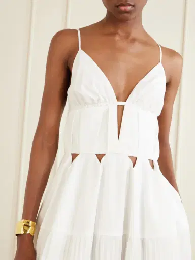 Simkhai Selene Cut-out Pleated Poplin Maxi Dress | Thumbnail 4 Simkhai Selene Cut-out Pleated Poplin Maxi Dress | Thumbnail 4