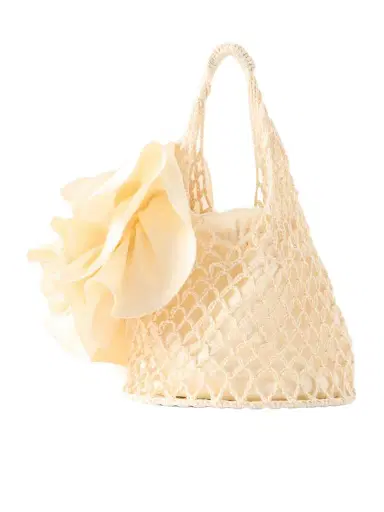 Magda Butrym Devana Mini Leather-trimmed Silk And Cotton-blend Knitted Top Handle Bag | Thumbnail 1 Magda Butrym Devana Mini Leather-trimmed Silk And Cotton-blend Knitted Top Handle Bag | Thumbnail 1