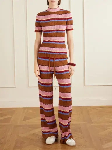 Guest In Residence Palazzo Striped Ribbed Silk And Linen-blend Top | Thumbnail 2 Guest In Residence Palazzo Striped Ribbed Silk And Linen-blend Top | Thumbnail 2