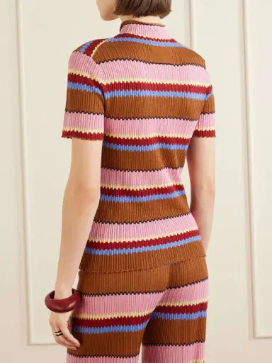 Guest In Residence Palazzo Striped Ribbed Silk And Linen-blend Top | Thumbnail 4 Guest In Residence Palazzo Striped Ribbed Silk And Linen-blend Top | Thumbnail 4