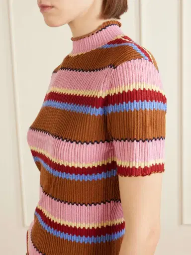Guest In Residence Palazzo Striped Ribbed Silk And Linen-blend Top | Thumbnail 5 Guest In Residence Palazzo Striped Ribbed Silk And Linen-blend Top | Thumbnail 5