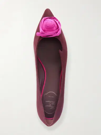 Roger Vivier Rose Ball Embellished Suede Ballet Flats | Thumbnail 6 Roger Vivier Rose Ball Embellished Suede Ballet Flats | Thumbnail 6