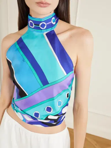 PUCCI Printed Silk-twill Halterneck Top | Thumbnail 4 PUCCI Printed Silk-twill Halterneck Top | Thumbnail 4