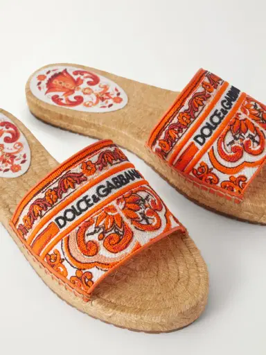Dolce & Gabbana Embroidered Leather-trimmed Espadrille Sandals | Thumbnail 5 Dolce & Gabbana Embroidered Leather-trimmed Espadrille Sandals | Thumbnail 5