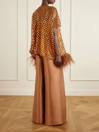 Dima Ayad Feather-trimmed Sequined Blouse | Thumbnail 3 Dima Ayad Feather-trimmed Sequined Blouse | Thumbnail 3