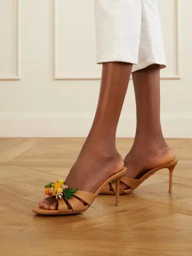 Aquazzura Birdsong 75 Raffia Mules | Thumbnail 2 Aquazzura Birdsong 75 Raffia Mules | Thumbnail 2
