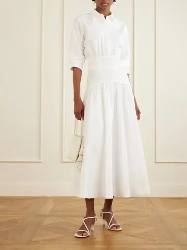 Simkhai Ovie Pleated Ribbed Cotton-poplin Midi Skirt | Thumbnail 2 Simkhai Ovie Pleated Ribbed Cotton-poplin Midi Skirt | Thumbnail 2