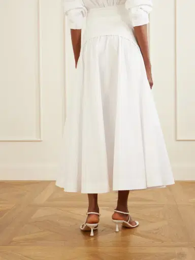 Simkhai Ovie Pleated Ribbed Cotton-poplin Midi Skirt | Thumbnail 4 Simkhai Ovie Pleated Ribbed Cotton-poplin Midi Skirt | Thumbnail 4