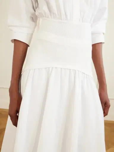 Simkhai Ovie Pleated Ribbed Cotton-poplin Midi Skirt | Thumbnail 5 Simkhai Ovie Pleated Ribbed Cotton-poplin Midi Skirt | Thumbnail 5