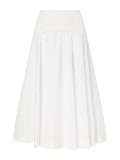 Simkhai Ovie Pleated Ribbed Cotton-poplin Midi Skirt | Thumbnail 1 Simkhai Ovie Pleated Ribbed Cotton-poplin Midi Skirt | Thumbnail 1