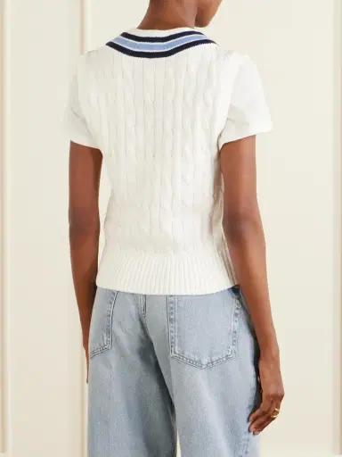 Polo Ralph Lauren + Wimbledon Logo-embroidered Cable-knit Cotton Vest | Thumbnail 3 Polo Ralph Lauren + Wimbledon Logo-embroidered Cable-knit Cotton Vest | Thumbnail 3