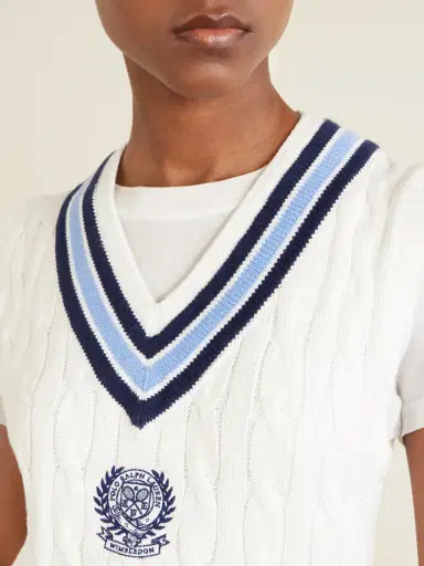 Polo Ralph Lauren + Wimbledon Logo-embroidered Cable-knit Cotton Vest | Thumbnail 4 Polo Ralph Lauren + Wimbledon Logo-embroidered Cable-knit Cotton Vest | Thumbnail 4