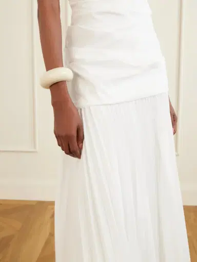 Simkhai Ammalie One-shoulder Draped Pleated Poplin Midi Dress | Thumbnail 4 Simkhai Ammalie One-shoulder Draped Pleated Poplin Midi Dress | Thumbnail 4