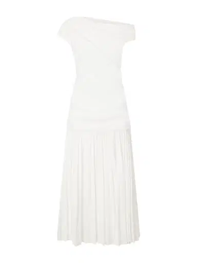 Simkhai Ammalie One-shoulder Draped Pleated Poplin Midi Dress | Thumbnail 1 Simkhai Ammalie One-shoulder Draped Pleated Poplin Midi Dress | Thumbnail 1