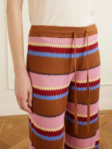 Guest In Residence Palazzo Striped Ribbed Silk And Linen-blend Wide-leg Pants | Thumbnail 5 Guest In Residence Palazzo Striped Ribbed Silk And Linen-blend Wide-leg Pants | Thumbnail 5