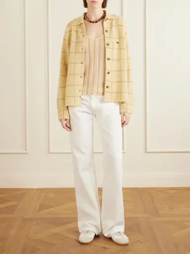 Guest In Residence Dylan Checked Knitted Cashmere And Linen-blend Shirt | Thumbnail 2 Guest In Residence Dylan Checked Knitted Cashmere And Linen-blend Shirt | Thumbnail 2