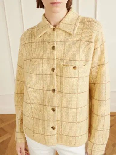 Guest In Residence Dylan Checked Knitted Cashmere And Linen-blend Shirt | Thumbnail 5 Guest In Residence Dylan Checked Knitted Cashmere And Linen-blend Shirt | Thumbnail 5