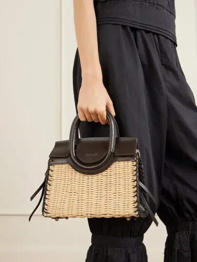 Staud Maude Mini Leather-trimmed Raffia Tote | Thumbnail 2 Staud Maude Mini Leather-trimmed Raffia Tote | Thumbnail 2