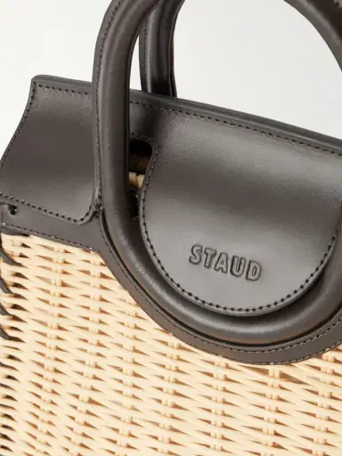Staud Maude Mini Leather-trimmed Raffia Tote | Thumbnail 6 Staud Maude Mini Leather-trimmed Raffia Tote | Thumbnail 6