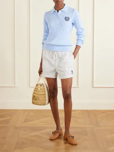 Polo Ralph Lauren + Wimbledon Logo-embroidered Cable-knit Cotton Polo Shirt | Thumbnail 2 Polo Ralph Lauren + Wimbledon Logo-embroidered Cable-knit Cotton Polo Shirt | Thumbnail 2