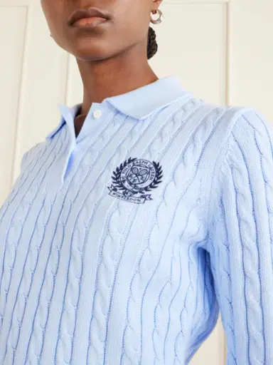 Polo Ralph Lauren + Wimbledon Logo-embroidered Cable-knit Cotton Polo Shirt | Thumbnail 5 Polo Ralph Lauren + Wimbledon Logo-embroidered Cable-knit Cotton Polo Shirt | Thumbnail 5