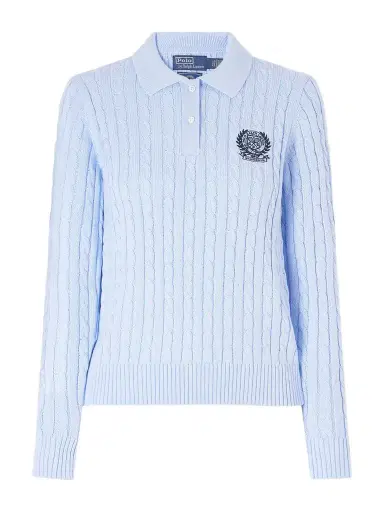 Polo Ralph Lauren + Wimbledon Logo-embroidered Cable-knit Cotton Polo Shirt | Thumbnail 1 Polo Ralph Lauren + Wimbledon Logo-embroidered Cable-knit Cotton Polo Shirt | Thumbnail 1