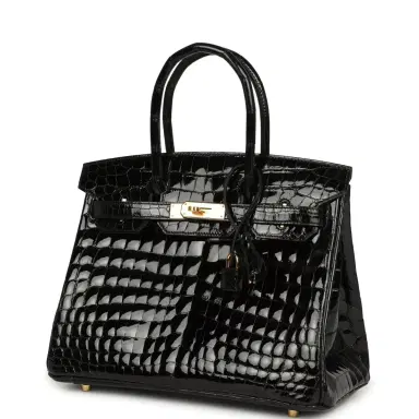 HERMÈS Hermes Birkin 30 Black Shiny Crocodile Niloticus Gold Hardware | Thumbnail 5 HERMÈS Hermes Birkin 30 Black Shiny Crocodile Niloticus Gold Hardware | Thumbnail 5