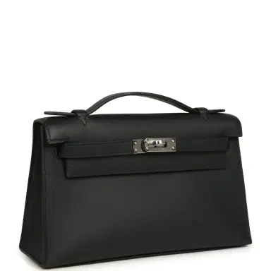 HERMÈS Hermes Kelly Pochette Black Swift Palladium Hardware | Thumbnail 2 HERMÈS Hermes Kelly Pochette Black Swift Palladium Hardware | Thumbnail 2