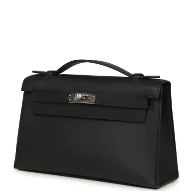 HERMÈS Hermes Kelly Pochette Black Swift Palladium Hardware | Thumbnail 5 HERMÈS Hermes Kelly Pochette Black Swift Palladium Hardware | Thumbnail 5