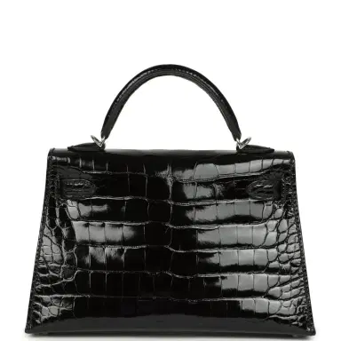 HERMÈS Hermes Kelly Sellier 20 Black Shiny Alligator Palladium Hardware | Thumbnail 4 HERMÈS Hermes Kelly Sellier 20 Black Shiny Alligator Palladium Hardware | Thumbnail 4