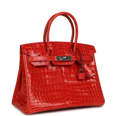 HERMÈS Pre-owned Hermes Birkin 30 Geranium Shiny Niloticus Crocodile Palladium Hardware | Thumbnail 2 HERMÈS Pre-owned Hermes Birkin 30 Geranium Shiny Niloticus Crocodile Palladium Hardware | Thumbnail 2
