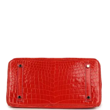 HERMÈS Pre-owned Hermes Birkin 30 Geranium Shiny Niloticus Crocodile Palladium Hardware | Thumbnail 6 HERMÈS Pre-owned Hermes Birkin 30 Geranium Shiny Niloticus Crocodile Palladium Hardware | Thumbnail 6