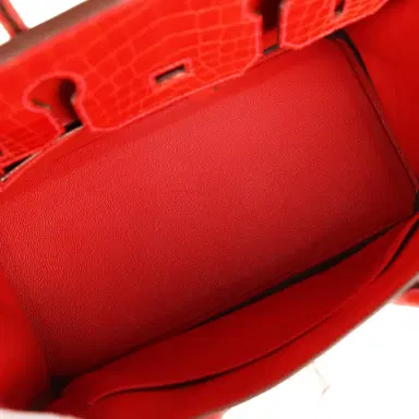 HERMÈS Pre-owned Hermes Birkin 30 Geranium Shiny Niloticus Crocodile Palladium Hardware | Thumbnail 8 HERMÈS Pre-owned Hermes Birkin 30 Geranium Shiny Niloticus Crocodile Palladium Hardware | Thumbnail 8