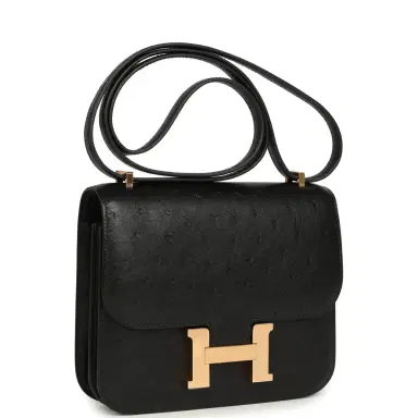 HERMÈS Pre-owned Hermes Constance 18 Black Ostrich Rose Gold Hardware | Thumbnail 2 HERMÈS Pre-owned Hermes Constance 18 Black Ostrich Rose Gold Hardware | Thumbnail 2
