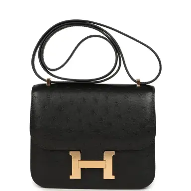 HERMÈS Pre-owned Hermes Constance 18 Black Ostrich Rose Gold Hardware | Thumbnail 1 HERMÈS Pre-owned Hermes Constance 18 Black Ostrich Rose Gold Hardware | Thumbnail 1