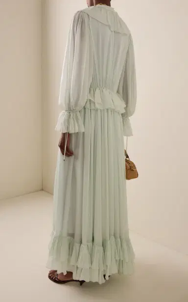Chloé Ruffled Georgette Maxi Dress | Thumbnail 4 Chloé Ruffled Georgette Maxi Dress | Thumbnail 4