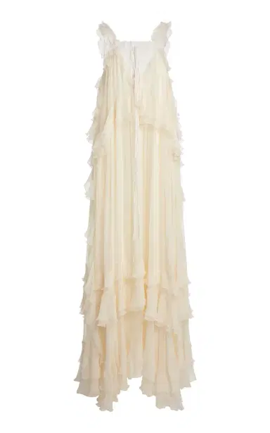 Chloé Ruffled Silk-Lace Maxi Dress | Thumbnail 1 Chloé Ruffled Silk-Lace Maxi Dress | Thumbnail 1