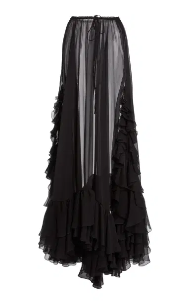 Chloé Ruffled Organic Silk Mousseline Maxi Drawstring Skirt | Thumbnail 3 Chloé Ruffled Organic Silk Mousseline Maxi Drawstring Skirt | Thumbnail 3