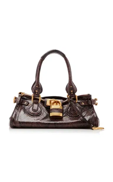 Chloé Paddington Python-Embossed Leather Shoulder Bag | Thumbnail 2 Chloé Paddington Python-Embossed Leather Shoulder Bag | Thumbnail 2