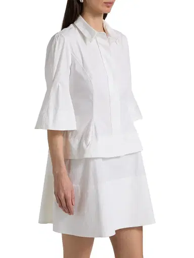 Lela Rose Women's Poplin Flare-Sleeve Shirtdress | Thumbnail 4 Lela Rose Women's Poplin Flare-Sleeve Shirtdress | Thumbnail 4