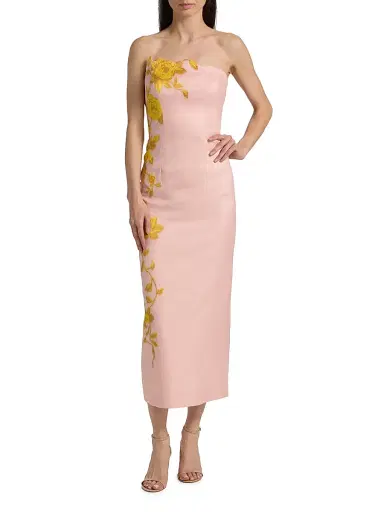 Lela Rose Women's Rose Fil Coupe Strapless Midi-Dress - Peony Sunflower | Thumbnail 2 Lela Rose Women's Rose Fil Coupe Strapless Midi-Dress - Peony Sunflower | Thumbnail 2
