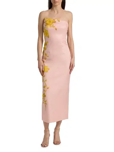 Lela Rose Women's Rose Fil Coupe Strapless Midi-Dress - Peony Sunflower | Thumbnail 3 Lela Rose Women's Rose Fil Coupe Strapless Midi-Dress - Peony Sunflower | Thumbnail 3