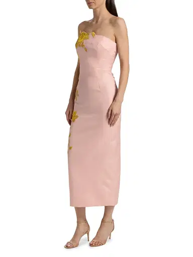 Lela Rose Women's Rose Fil Coupe Strapless Midi-Dress - Peony Sunflower | Thumbnail 4 Lela Rose Women's Rose Fil Coupe Strapless Midi-Dress - Peony Sunflower | Thumbnail 4