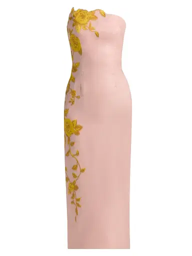 Lela Rose Women's Rose Fil Coupe Strapless Midi-Dress - Peony Sunflower | Thumbnail 1 Lela Rose Women's Rose Fil Coupe Strapless Midi-Dress - Peony Sunflower | Thumbnail 1