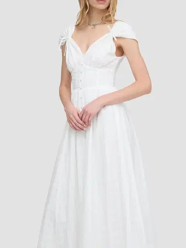 Hill House Home Women's The Lucille Dress - White Crinkle Check | Thumbnail 4 Hill House Home Women's The Lucille Dress - White Crinkle Check | Thumbnail 4